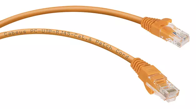 Патч-корд UTP кат.6, 5 м, RJ45-RJ45, оранжевый, CU, Cabeus (PC-UTP-RJ45-Cat.6-5m-OR)