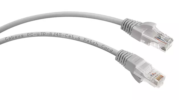 Патч-корд UTP кат.6, 5 м, RJ45-RJ45, серый, CU, Cabeus (PC-UTP-RJ45-Cat.6-5m)