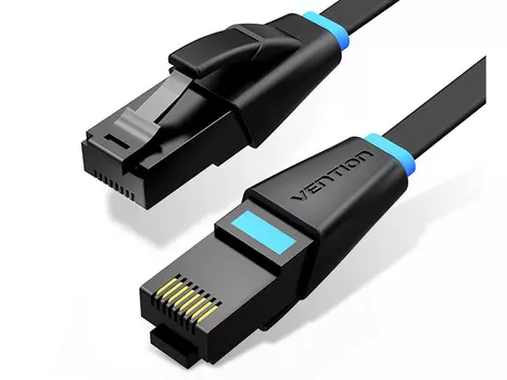Патч-корд UTP кат.6, 8м, RJ45-RJ45, черный, плоский, Vention (IBJBK)