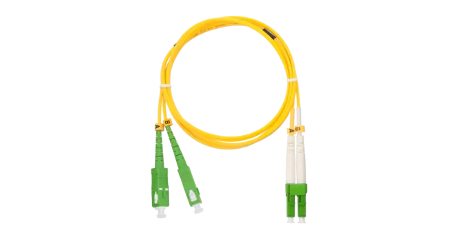 Патч-корд оптический NIKOMAX, SC/APC-LC/APC, одномодовый, 9/125, OS2, двойной, 1м, желтый (NMF-PC2S2C2-SCA-LCA-001)