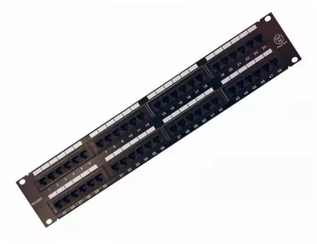 Патч-панель 19" 2U, порты: 48 x RJ-45 кат. 5e, черный, 04-0022, Rexant (04-0022)