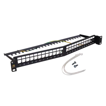 Патч-панель в шкаф 19" 1U, неукомплектованная, порты: 24, черный, LANMASTER (LAN-PPAR24OK-STP)