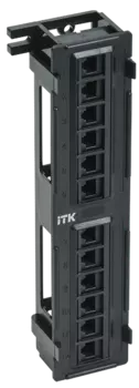 Патч-панель настенная 1U, порты: 12 x RJ-45 кат. 6, черный, ITK (PP12-C6U-D05)