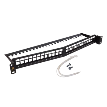 Патч-панель в шкаф 19" 1U, неукомплектованная, порты: 24, черный, LANMASTER (LAN-PPAR24OK-UTP)