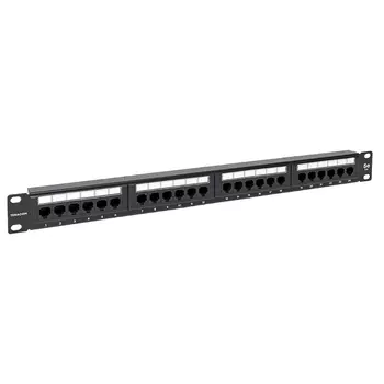 Патч-панель в шкаф 19" 1U, неукомплектованная, порты: 24 x RJ-45 кат. 5e, черный, TERACOM, EKF (TRC-PPNL-5EUTP-1U24)