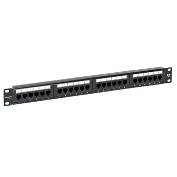 Патч-панель в шкаф 19" 1U, неукомплектованная, порты: 24 x RJ-45 кат. 5e, черный, TERACOM PRO, EKF (TRP-PPNL-5EUTP-1U24)
