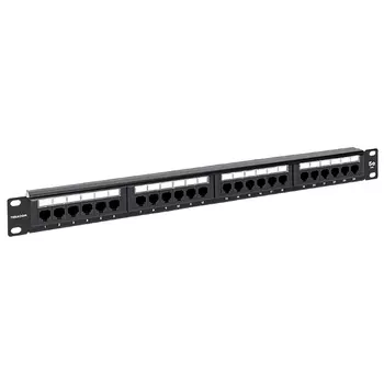 Патч-панель в шкаф 19" 1U, неукомплектованная, порты: 24 x RJ-45 кат. 5e, органайзер, черный, TERACOM, EKF (TRC-PPNL-5EUTP-C1U24)
