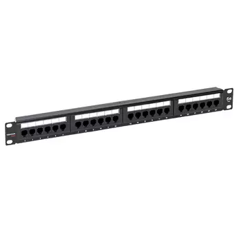 Патч-панель в шкаф 19" 1U, неукомплектованная, порты: 24 x RJ-45 кат. 5e, органайзер, черный, TERACOM PRO, EKF (TRP-PPNL-5EUTP-C1U24)