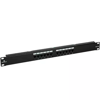 Патч-панель в шкаф 19" 1U, порты: 12 x RJ-45 кат. 5e, черный, KRA-PB19-UN-5e-112, KRAULER (KRA-PB19-UN-5e-112)