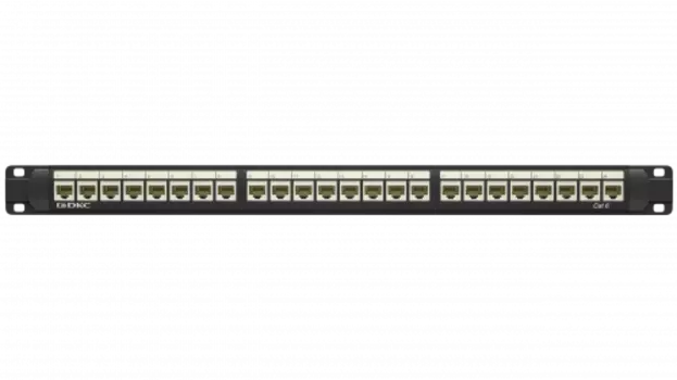 Патч-панель в шкаф 19" 1U, порты: 24 x RJ-45, черный, DKC (RN6PPU24)