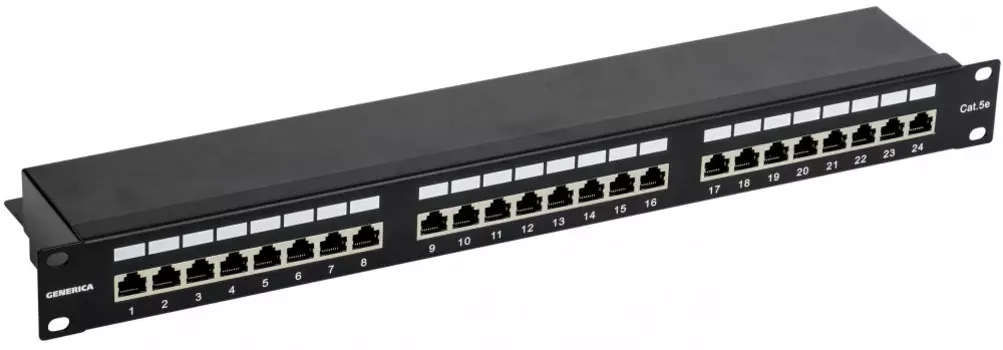 Патч-панель в шкаф 19" 1U, порты: 24 x RJ-45 кат. 5e, черный, ITK (PP24-1UC5EF-K05-G)