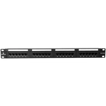 Патч-панель в шкаф 19" 1U, порты: 24 x RJ-45 кат. 5e, черный, KRA-PB19-UN-5e-124, KRAULER (KRA-PB19-UN-5e-124)