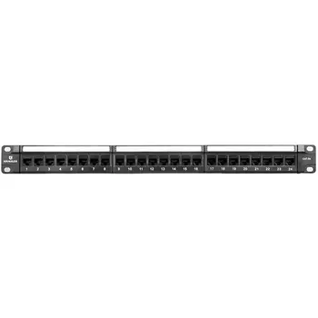 Патч-панель в шкаф 19" 1U, порты: 24 x RJ-45 кат. 5e, черный, KRA-PK19-UN-5e-124, KRAULER (KRA-PK19-UN-5e-124)
