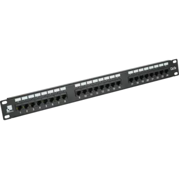 Патч-панель в шкаф 19" 1U, порты: 24 x RJ-45 кат. 5e, черный, LANMASTER (LAN-PPi24U5E)