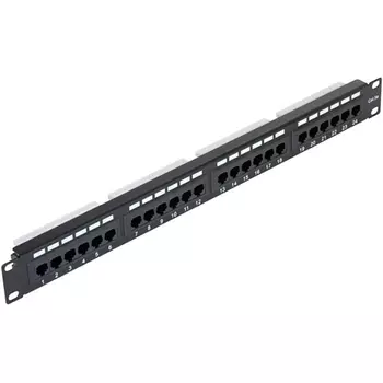 Патч-панель в шкаф 19" 1U, порты: 24 x RJ-45 кат. 5e, черный, NETLAN (EC-URP-24-UD2)