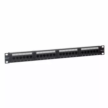 Патч-панель в шкаф 19" 1U, порты: 24 x RJ-45 кат. 6, черный, EPP3-19-24-8P8C-C6-110D, Exegate (EX281080RUS)
