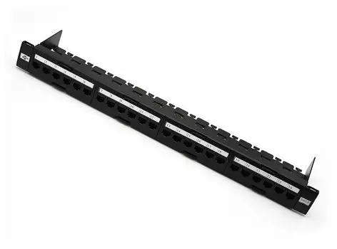 Патч-панель в шкаф 19" 1U, порты: 24 x RJ-45 кат. 6, органайзер, черный, AT2463, ATCOM (AT2463)