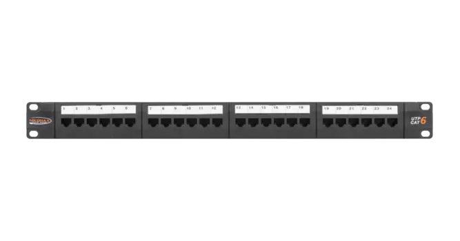 Патч-панель в шкаф 19" 1U, порты: 24 x RJ-45 кат. 6, органайзер, черный, NMC-RP24UE2-AN-1U-BK, NIKOMAX