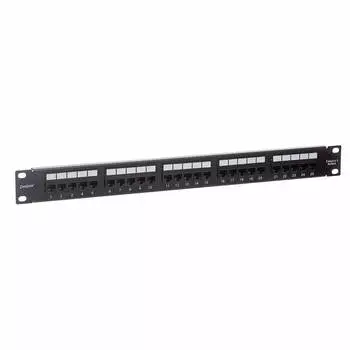 Патч-панель в шкаф 19" 1U, порты: 25 x RJ-12 кат.3, черный, EPP-19-25-6P4C-C2, Exegate (EX281084RUS)