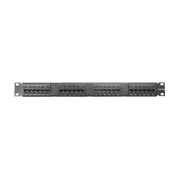 Патч-панель в шкаф 19" 1U, порты: 24 x RJ-45, черный/белый, NTSS (NTSS-PP-1U-24-UTP-RJ45-5E-D)