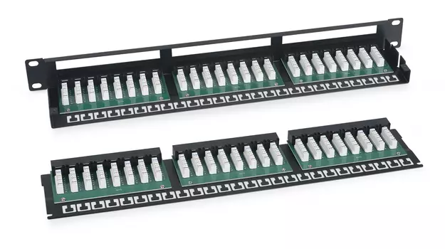 Патч-панель в шкаф 19" 1U, порты: 48, Cabeus (PLHD-48-Cat.5e-Dual)