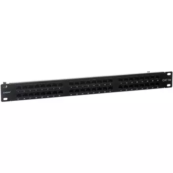 Патч-панель в шкаф 19" 1U, порты: 48 x RJ-45 кат. 5e, черный, EPPHD-UTP-1U-19-48-8P8C-C5e-110D, Exegate (EX281081RUS)