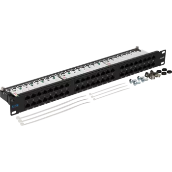 Патч-панель в шкаф 19" 1U, порты: 48 x RJ-45 кат. 6, черный, TWT-PP48/1U-U6, TWT (TWT-PP48/1U-U6)