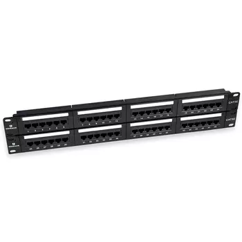Патч-панель в шкаф 19" 2U, порты: 48 x RJ-45 кат. 5e, черный, KRA-PB19-UN-5e-248, KRAULER (KRA-PB19-UN-5e-248)