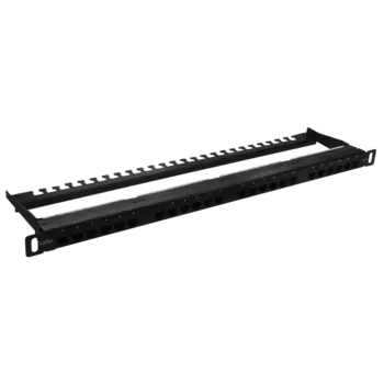Патч-панель в шкаф 19" 0.5U, порты: 24 x RJ-45 кат. 5e, органайзер, черный, SUPRLAN (10-0404)