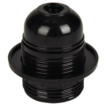 Патрон карболитовый Ecola Base для светодиодных/накаливания/энергосберегающих ламп, с кольцом, черный (AB7TPBEAY)