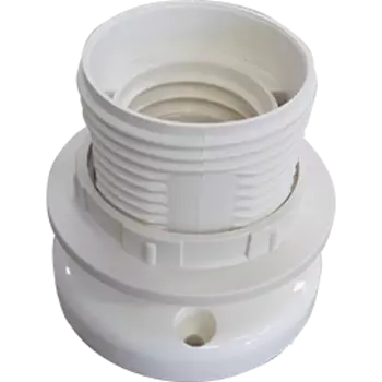 Патрон пластиковый Ecola base для светодиодных/накаливания/энергосберегающих ламп, прямой с кольцом, белый ( AB7DPWEAY)