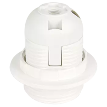 Патрон пластиковый Ecola base для светодиодных/накаливания/энергосберегающих ламп, с кольцом, белый ( AB7SPWEAY)