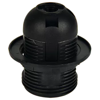 Патрон пластиковый Ecola base для светодиодных/накаливания/энергосберегающих ламп, с кольцом, черный ( AB7SPBEAY)