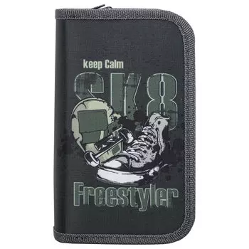 Пенал Brauberg Classic SK8, 2 отделения, хаки (270897)