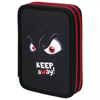 Пенал Brauberg PREMIUM DOUBLE DECKER Keep Away, 2 отделения, черный (271543)