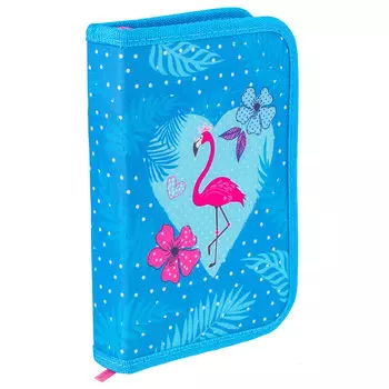 Пенал Brauberg Premium Flamingo, 1 отделение, бирюзовый (229296)