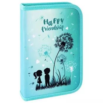 Пенал Brauberg Premium Happy friendship, 1 отделение, бирюзовый (270721)