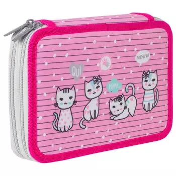 Пенал Brauberg Premium Meow, 2 отделения, розовый (229289)