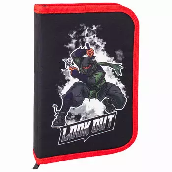 Пенал Brauberg Premium Ninja, 1 отделение, черный\красный (270313)