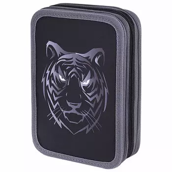 Пенал Brauberg PREMIUM TRIPLE DECKER Tiger, 3 отделения, черный (271551)