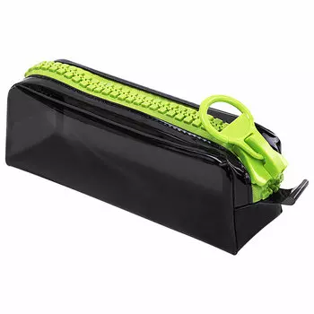 Пенал Brauberg ZIP IT NEON GREEN, 1 отделение, черный (271564)