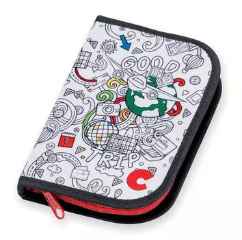 Пенал Carioca 42910 Раскраска белый/черный 1отд. 200x150x40 (42910)