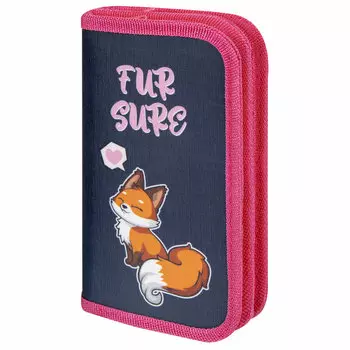 Пенал ЮНЛАНДИЯ EXTRA Nice fox, 2 отделения, темно-синий (271022)