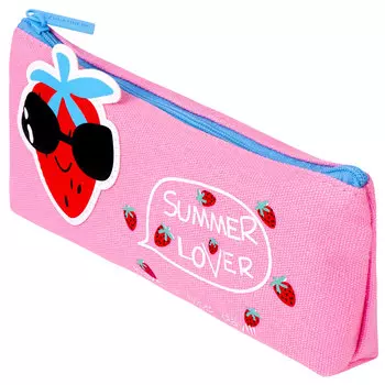 Пенал-косметичка Brauberg Canvas Cool Strawberry, 1 отделение, розовый (228998)