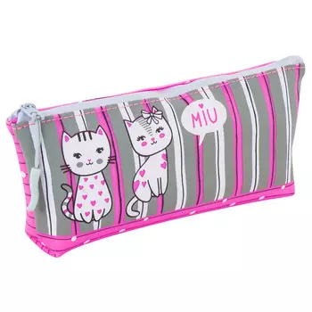 Пенал-косметичка Brauberg Silicone Kittens, 1 отделение, розовый (229255)