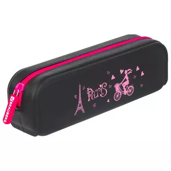 Пенал-косметичка Brauberg Silicone Paris, 1 отделение, черный (229033)
