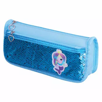 Пенал-косметичка ЮНЛАНДИЯ MERMAID Blue, 2 отделения, голубой (228976)