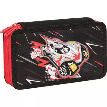 Пенал TIGER FAMILY Fire Rider, 2 отделения, черный/красный (270233)
