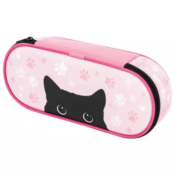 Пенал-тубус Brauberg Case Black Cat, 1 отделение, розовый (270371)