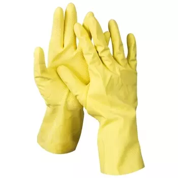 Перчатки хозяйственно-бытовые латексные, с х/б напылением, M, желтый, DEXX (11201-M)